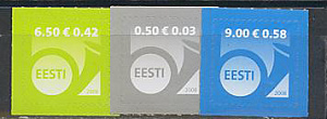 Эстония, Стандарт, Самоклейки , 2008, 4 марки 0.03, 0.35, 0.42, 0.58. 2 скана